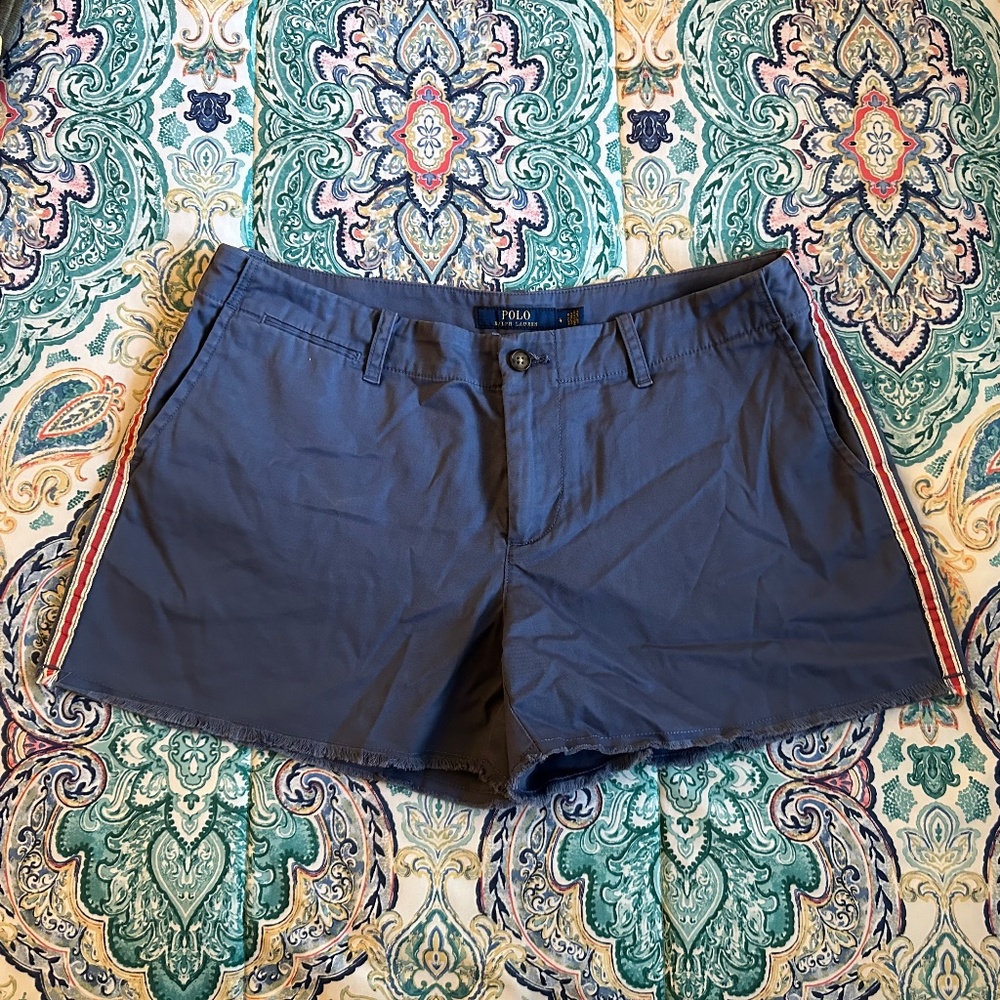 Polo Ralph Lauren Blue Shorts with Red and White Side Stripe Size 4